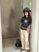【100-170】長袖Ｔシャツ 女の子 レイヤード アップリケ おしゃれ - 画像 (3)