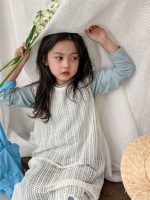 【100-160】長袖Tシャツorワンピース 女の子 透かし 無地 おしゃれ - 画像 (4)