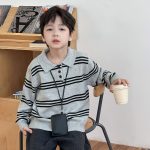 【90-160】ポロニット 男の子 ボーダー柄 韓国風 プレッピー - 画像 (8)