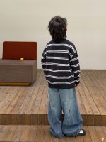 【90-160】セーター ラウンドネック 長袖 ストライブ 配色 男の子 - 画像 (6)