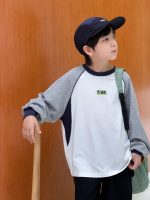 【100-170】長袖Tシャツ 男の子 配色クルーネック 着回しやすい カジュアル - 画像 (3)