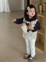 【73-110】ベスト トップス レギンス ニット 長袖 花柄 女の子 - 画像 (6)