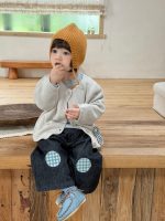 【73-110】アウター パーカー ズボン ニット デニム 切り替え  男の子 - 画像 (3)