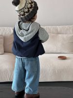 【73-110】ベスト パーカー ストライブ フード付き 長袖 男の子 - 画像 (9)