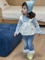 【73-110】二点セット ズボン トップス+サロペット ドット柄 デニム 女の子 - 画像 (7)