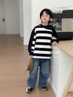 【90-160】長袖トップス 男の子 ボーダー柄 韓国風 ゆったり カジュアル - 画像 (4)
