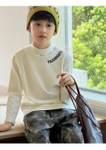 【100-160】長袖トップス 男の子 英字刺繍 モックネック 着回しやすい - 画像 (7)