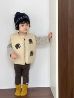 【73-110】ベスト Tシャツ ニット ゾウ柄 ストライブ 合わせやすい  男の子 - 画像 (6)