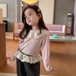 【90-150】長袖Tシャツ 女の子 レース ビッグカラー 合わせやすい - 画像 (9)