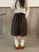 【100-170】パンツ 女の子 無地 レトロ ワイドパンツ - 画像 (4)