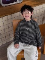 【90-160】Tシャツ ストライブ ラウンドネック 長袖 男の子 - 画像 (2)