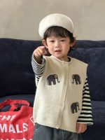 【73-110】ベスト Tシャツ ニット ラウンドネック 長袖 男の子 - 画像 (7)