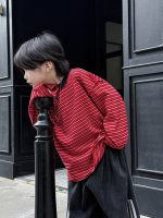 【100-160】長袖Tシャツ 男の子 ボーダー柄 レトロ 合わせやすい