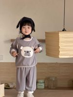 【73-110】二点セット パーカー+ズボン クマ柄 長袖 男の子 - 画像 (4)