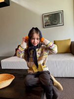 【100-160】ニットセーター 女の子 ジャカード柄 韓国風 クルーネック リラックス - 画像 (6)