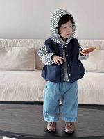 【73-110】ベスト パーカー ストライブ フード付き 長袖 男の子 - 画像 (2)