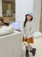 【100-170】長袖Tシャツ 女の子 ボーダー柄 プリント ゆったり - 画像 (6)