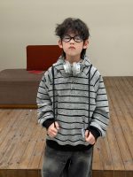 【90-160】パーカーorデニムパンツ 男の子 ボーダー柄 裏起毛 韓国風 カジュアル - 画像 (4)