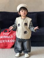 【73-110】ベスト Tシャツ ニット ラウンドネック 長袖 男の子