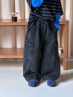 【90-170】デニムパンツ 男の子 ウォッシュ加工 韓国風 カジュアル ストリート - 画像 (6)