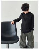 【90-160】ニットトップス 男の子 リブ編み 韓国風 あったか インナー - 画像 (38)