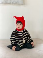 【73-110】カーディガン Tシャツ ストライブ ニット 長袖 プリント 男の子 - 画像 (2)
