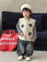 【73-110】ベスト Tシャツ ニット ラウンドネック 長袖 男の子 - 画像 (4)