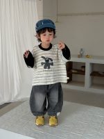 【73-110】Tシャツ ズボン フェイク 切り替え ストライブ デニム 男の子 - 画像 (4)