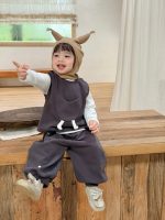 【73-110】二点セット Tシャツ ベスト+ズボン 立体感 男の子