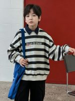 【100-170】トレーナー 男の子 配色 ボーダー柄 ゆったり カジュアル - 画像 (9)