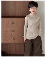 【90-160】ニットトップス 男の子 リブ編み 韓国風 あったか インナー - 画像 (18)