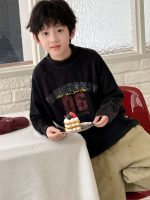 【100-160】長袖Tシャツ 男の子 アメカジ モックネック やわらか素材