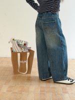 【100-170】パンツ 女の子 デニム ウォッシュド カジュアル - 画像 (3)