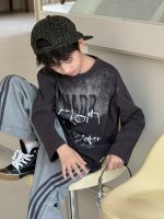 【100-160】長袖Tシャツ 男の子 ダメージ加工 英字プリント ゆったり - 画像 (6)