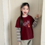 【100-170】長袖Tシャツ 女の子 レイヤード プリント トレンド - 画像 (7)
