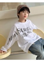 【100-160】長袖Tシャツ 男の子 英字プリント アメカジ ゆったり - 画像 (3)