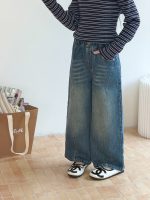 【100-170】パンツ 女の子 デニム ウォッシュド カジュアル - 画像 (5)