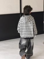【90-160】パーカーorデニムパンツ 男の子 ボーダー柄 裏起毛 韓国風 カジュアル - 画像 (3)