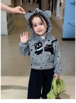 【80-140】アウターorインナーor8分丈パンツ 女の子 おしゃれ 猫柄 星モチーフ - 画像 (3)