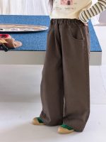 【100-170】パンツ 女の子 無地 ウォッシュ加工 ストレートパンツ - 画像 (4)