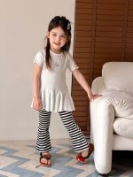 【90-150】フレアパンツ 女の子 九分丈 トレンド すっきり 動きやすい - 画像 (3)