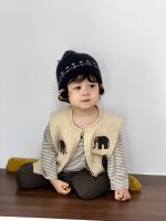 【73-110】ベスト Tシャツ ニット ゾウ柄 ストライブ 合わせやすい  男の子 - 画像 (4)