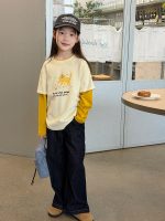 【100-170】長袖Tシャツ 女の子 レイヤード プリント トレンド - 画像 (5)