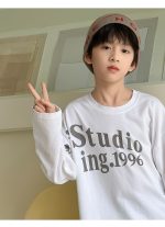 【100-160】長袖Tシャツ 男の子 英字プリント アメカジ ゆったり - 画像 (6)