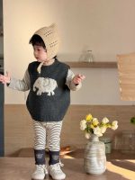 【73-110】ベスト Tシャツ レギンス ニット ストライブ 男の子 - 画像 (6)