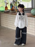 【90-160】パーカー ラウンドネック 長袖 プリント カジュアル 男の子 - 画像 (2)