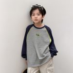 【100-170】長袖Tシャツ 男の子 配色クルーネック 着回しやすい カジュアル - 画像 (7)