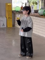【90-160】パーカー ズボン フェイク 切り替え 長袖 韓国風 カジュアル 男の子 - 画像 (3)