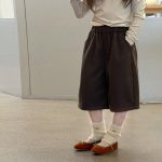 【100-170】パンツ 女の子 無地 レトロ ワイドパンツ - 画像 (7)