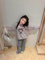 【100-170】トレーナー 女の子 ボーダー柄 ネコ カジュアル - 画像 (6)